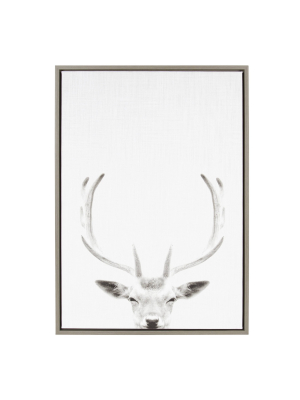 23" X 33" Sylvie Deer Portrait Framed Canvas By Simon Te Tai Gray - Kate And Laurel