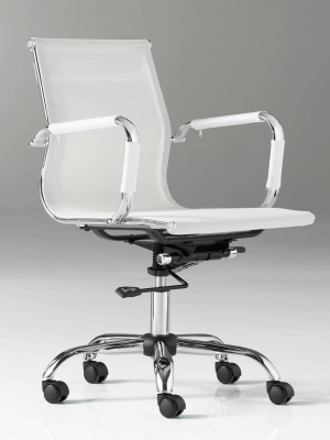 Studio 55d Lealand White And Chrome Low Back Desk Chair