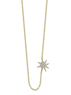 Single Star Necklace With White Pavé Diamonds