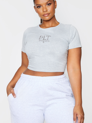 Prettylittlething Plus Grey Established Slogan...