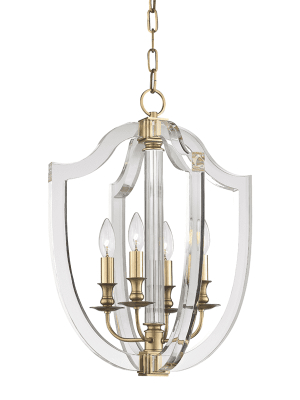 Arietta 4 Light Pendant Aged Brass