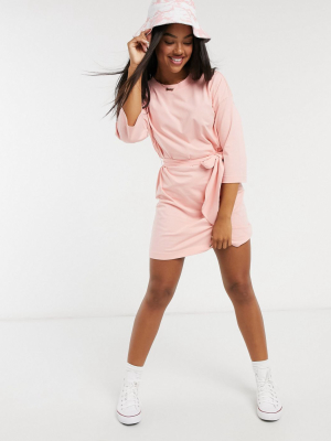 Monki Alexa Organic Cotton T-shirt Mini Dress In Pink