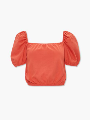 Puff-sleeve Crop Top