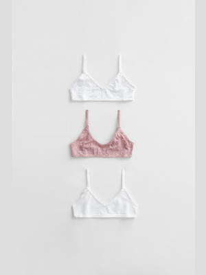 Three-pack Of Floral Bralettes