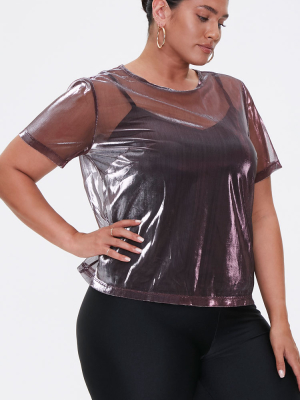 Plus Size Sheer Metallic Tee