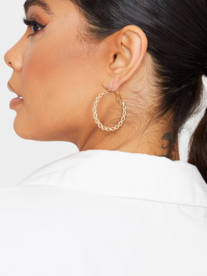 Gold Twist Link Small Hoop Earrings