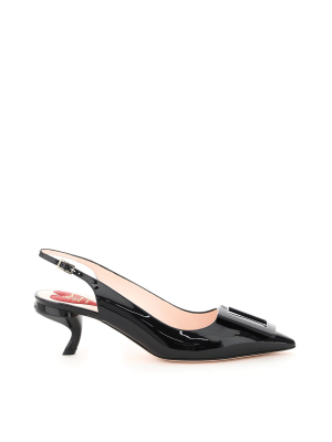 Roger Vivier Virgule Lacquered Buckle Slingback Pumps