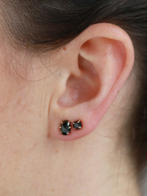 Round Black Diamond Stud Earrings