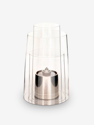 Large Hurricane Lantern With Polished Sterling Silver Candle Holder By Deborah Ehrlich