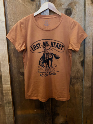 Lost My Heart At The Rodeo Womens Tee Cognac/blk