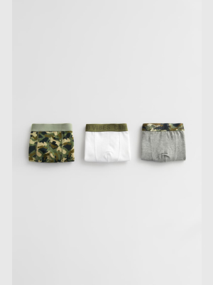 Three-pack Of Green Printed Boxers