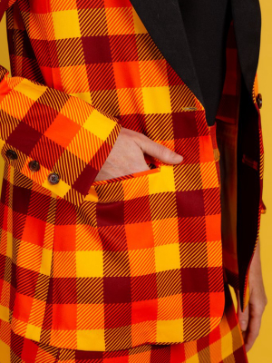 That 70s Suit | Womens Orange Plaid Thanksgiving Suit