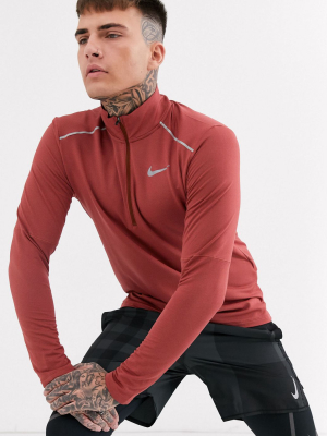 Nike Running Element Half Zip Sweat In Red