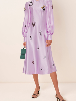 Annetta Embellished Silk-satin Midi Dress