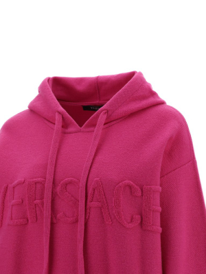 Versace Logo Flocked Hooded Jumper