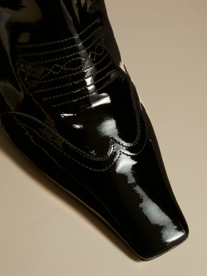 The Dallas Ankle Boot In Black Patent Leather