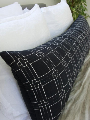 Black & White Cross Extra Long Lumbar Pillow - 14x50