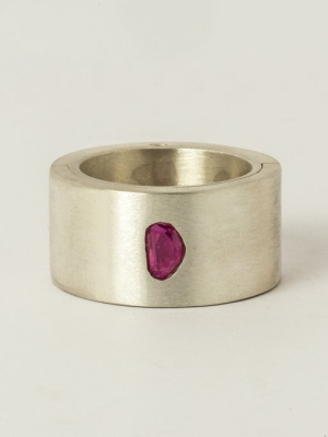 Sistema Ring (0.3 Ct, Punchout Setting, Ruby Faceted Slab, 12mm, Ma+rub)