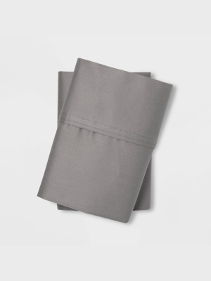 Standard 400 Thread Count Solid Performance Pillowcase Set Gray - Threshold™