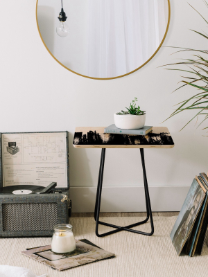 Kelly Haines Monochrome Brushstrokes Side Table By Deny Designs