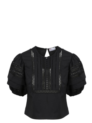 Redvalentino Embroidered Puff-sleeve Blouse