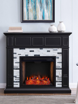 Dalmen Marble Fireplace With Smart Firebox Black - Aiden Lane