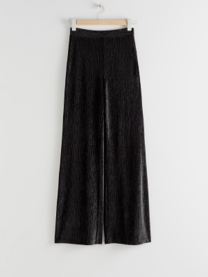 Flowy Velour Ribbed Trousers