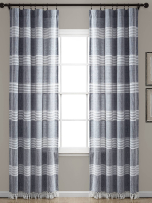 Tucker Stripe Yarn Dyed Cotton Knotted Tassel Window Curtain Panels - Lush Décor