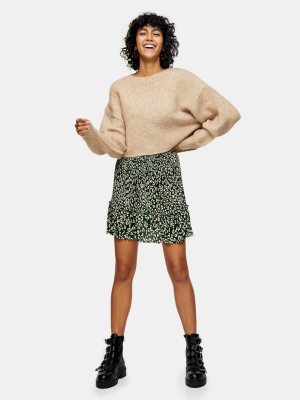 Pleated Camouflage Animal Print Mini Skirt