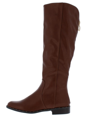 Preppy27s Chestnut Knee High Chunky Heel Riding Boot