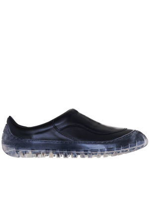 Clear Sole Leather Loafers (uf015-black)