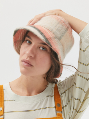 Brushed Weave Plaid Bucket Hat