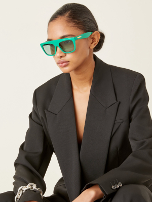 Acetate Flat-top Square-frame Sunglasses