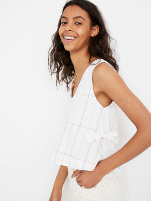 Side-tie Tank Top In Windowpane