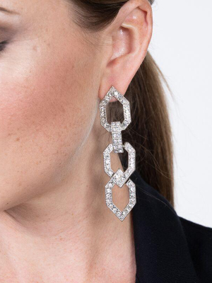 Crystal Open Link Pierced Earrings