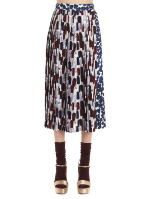 Prada Pleated Lipstick Print Skirt