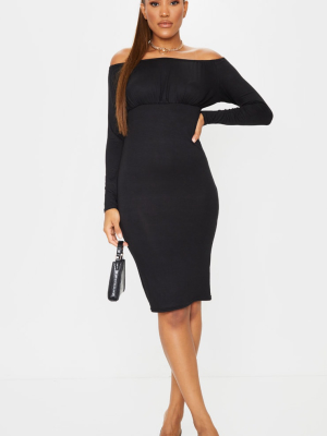 Black Bardot Midi Dress