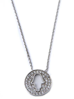 Hamsa Necklace, Silver