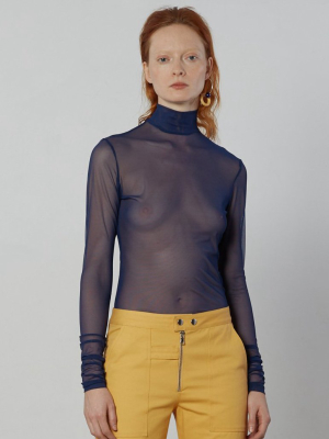 Long Sleeve Mesh Turtleneck - Marine