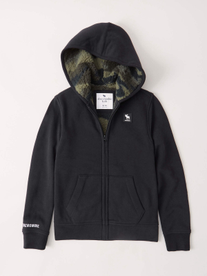 Sherpa-lined Full-zip Hoodie