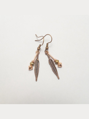 Copper Feather Earrings