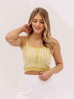 Chartreuse Checkered Heart Tank