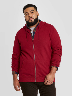 Men's Tall Regular Fit Full Zip Fleece Hoodie Sweatshirt - Goodfellow & Co™ Red