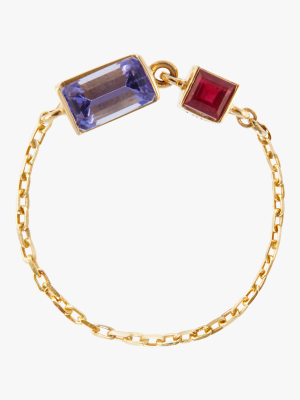 Tanzanite & Ruby Chain Ring