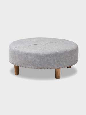 Vinet Natural Wood Cocktail Ottoman Gray - Baxton Studio