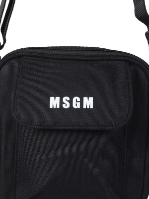 Msgm Logo-appliqué Zip-around Messenger Bag