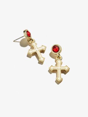 Cross + Crystal Delicate Earrings