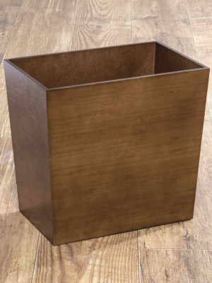 Mdesign Trash Can Wastebasket, Garbage Container Bin - Bamboo Veneer - Brown