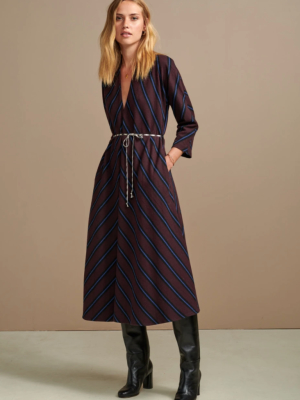 Bellerose - Acryl Dress: Burgundy + Blue Chevron