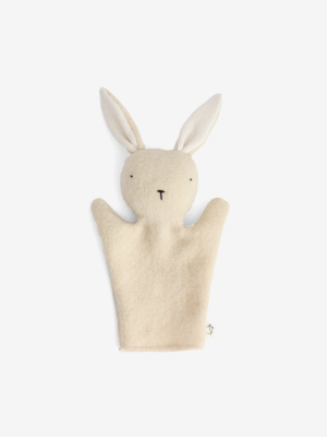 Handmade Upcycled Wool Bunny Puppet - White